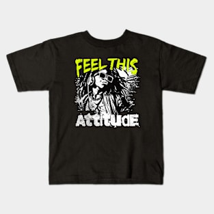 Feel this Attitude: Black and White Headphones Kids T-Shirt